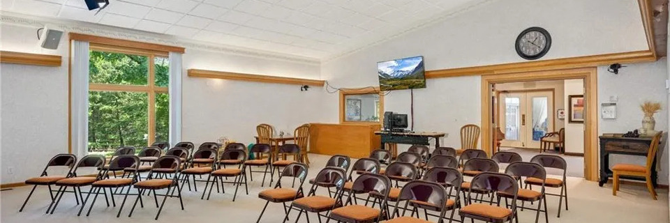 A health education classroom at Bethlehem Telephone Sanitarium, set up for a community teaching session